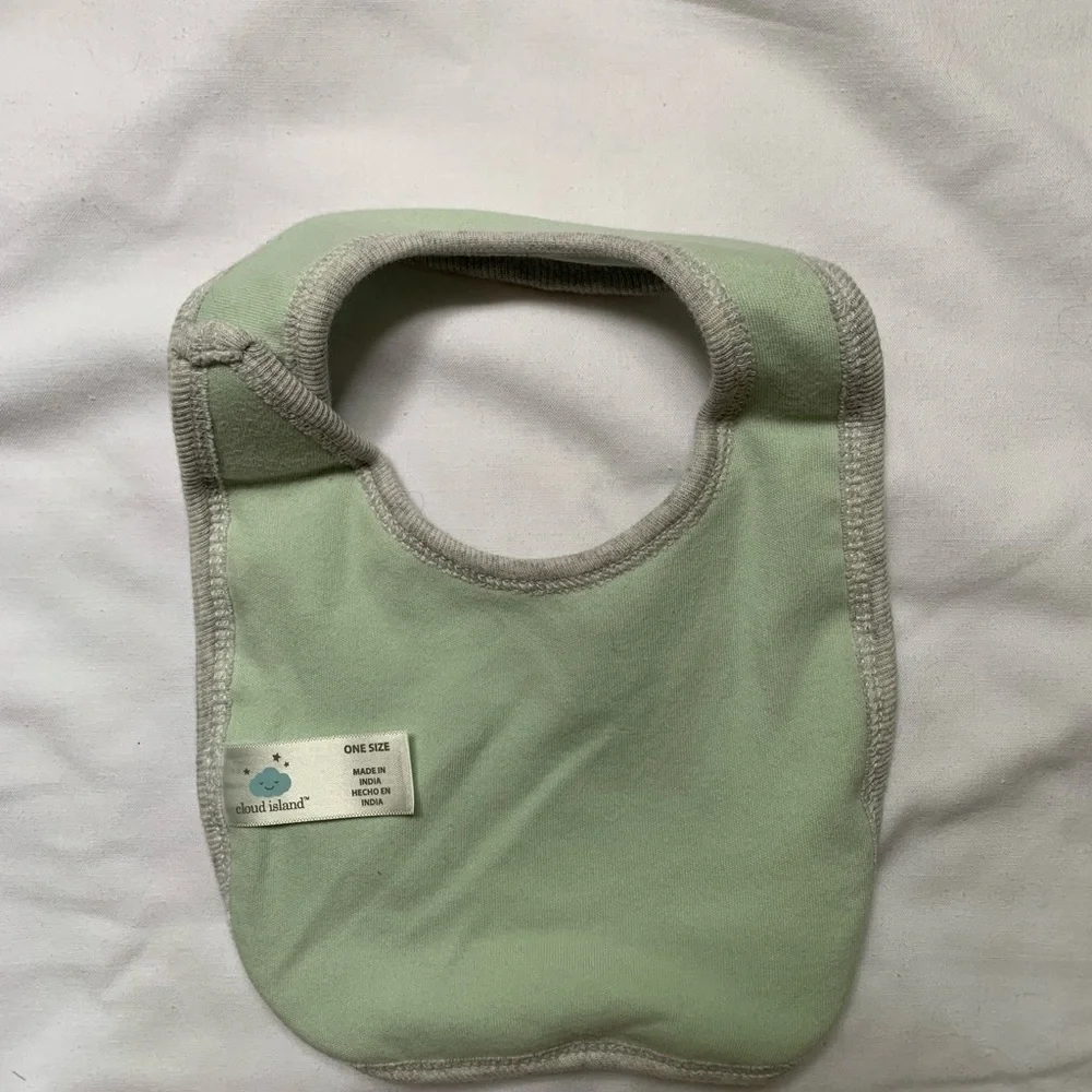 Cloud Island bibs - set of 4. Green and yellow.